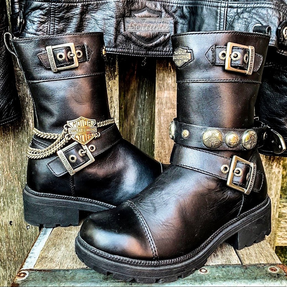 HARLEY-DAVIDSON Chunky Y2K Lug Moto Biker Boots
